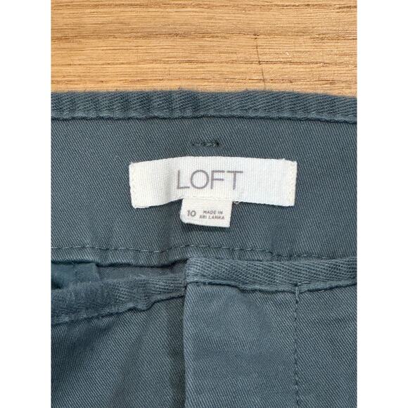 Loft wide-leg crop pants chinos 10 dark Green casual dark academia ann taylor - Picture 2 of 8